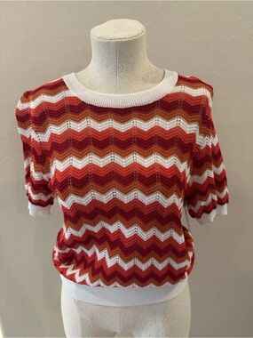 Forever 21 Zigzag Knit Top in Orange, Red & White - NWT